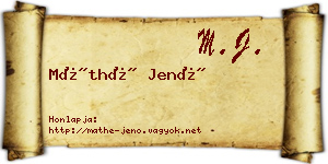 Máthé Jenő névjegykártya